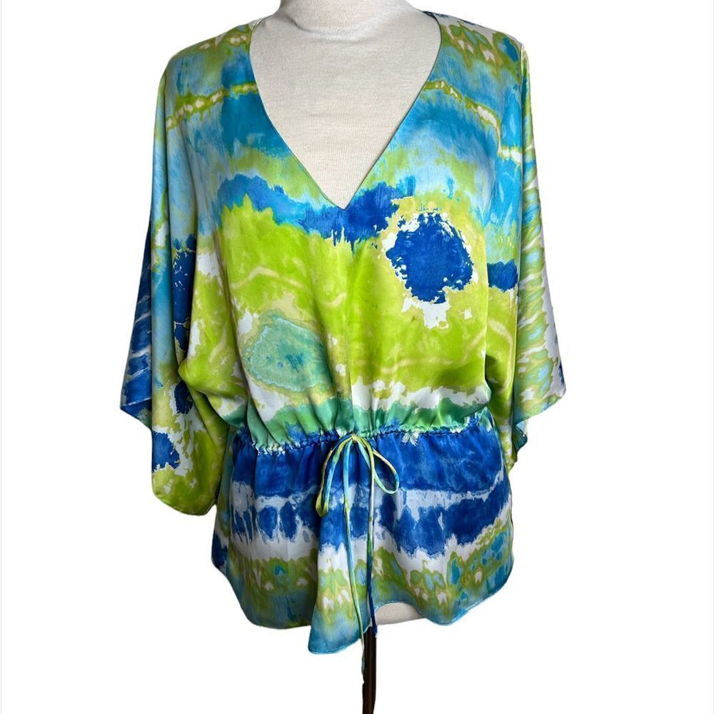 ❤️Chaps Blue tie dye tunic blouse
